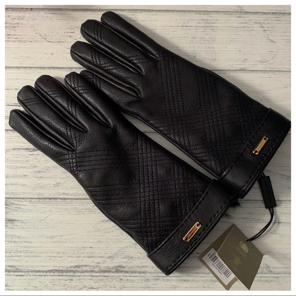 HP🎉NWT Burberry Check Stitch Grainy Piccola Glove - Picture 5 of 7